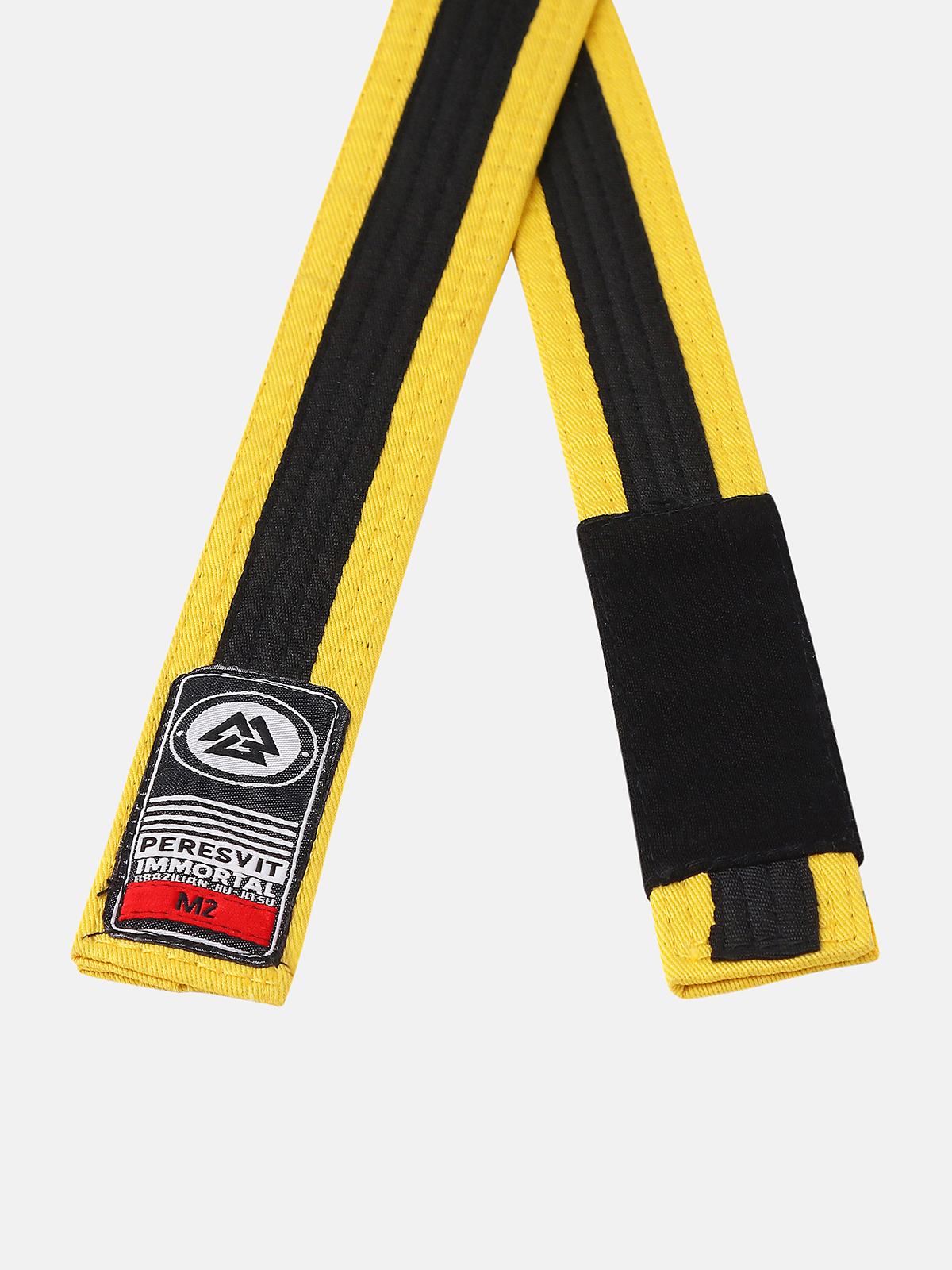 Kids BJJ Gi Belt Yellow Black Stripe, Photo No. 2